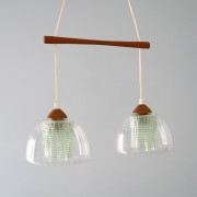 Suspension scandinave vintage teck et verre