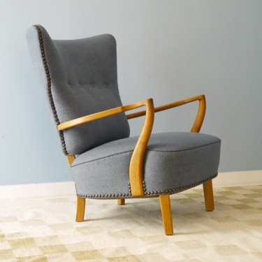 fauteuil vintage danois en chêne 1950