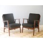 Paire de fauteuils scandinaves vintage en teck