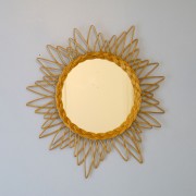 Miroir vintage forme soleil en rotin