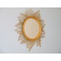 Miroir soleil vintage en rotin