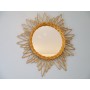 Miroir soleil vintage en rotin