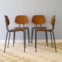 Serie de 4 chaises vintage scandinave teck et metal