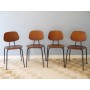Serie de 4 chaises vintage scandinave teck et metal