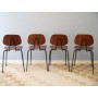 Serie de 4 chaises vintage scandinave teck et metal