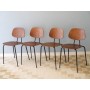 Serie de 4 chaises vintage scandinave teck et metal