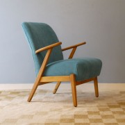 Fauteuil vintage scandinave année 50 bleu