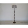 Lampadaire vintage en bois et laiton 