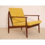 Fauteuil vintage scandinave en teck moutarde, 