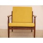 Fauteuil vintage scandinave en teck moutarde, 