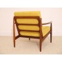 Fauteuil vintage scandinave en teck moutarde, 