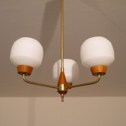 Lustre vintage scandinave teck et laiton