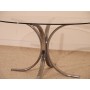 Table basse ronde vintage chrome et verre 1970