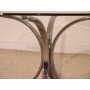 Table basse ronde vintage chrome et verre 1970