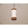 Petite suspension vintage teck et opaline