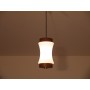 Petite suspension vintage teck et opaline