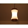 Petite suspension vintage teck et opaline