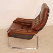 Fauteuil vintage scandinave en cuir "Dux" 1970