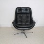 Fauteuil vintage pivotant en cuir design danois 1970