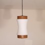 Petite suspension vintage teck et opaline