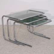 Tables gigognes vintage verre et chrome 1970