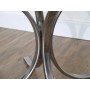 Gueridon, table d'appoint vintage chrome et verre