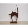 Statuette vintage de chat en teck 