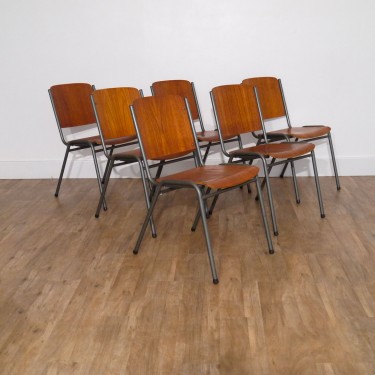 Serie de 6 chaises vintage en teck 