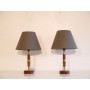 Paire de lampes vintage en teck et laiton