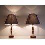 Paire de lampes vintage en teck et laiton