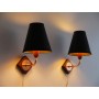 Paire d'appliques vintage scandinave en teck et cuivre 1960