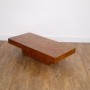 Table basse vintage en loupe d'orme 1970 esprit Willy Rizzo