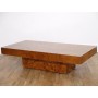 Table basse vintage en loupe d'orme 1970 esprit Willy Rizzo