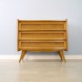 Commode vintage 1950 bois et rotin