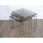 Tables gigognes metal et verre 1970