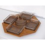 Plateau vintage en teck et verre de Karl Holmberg 1960