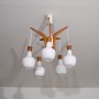 Lustre vintage de Rispal en teck et opaline 1960