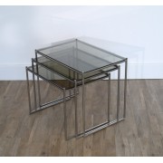 Tables gigognes metal et verre, Italie 1970