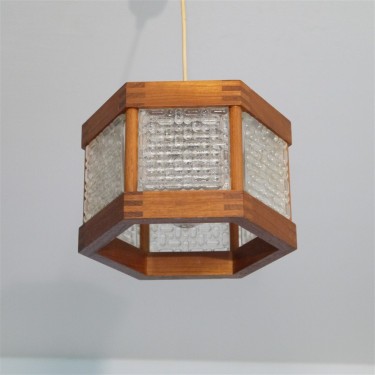 Suspension vintage scandinave en teck et verre 1960