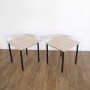 Paire de table d'appoint en metal et travertin 1970