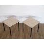 Paire de table d'appoint en metal et travertin 1970