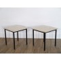 Paire de table d'appoint en metal et travertin 1970