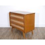 Commode vintage en bois et rotin 1950