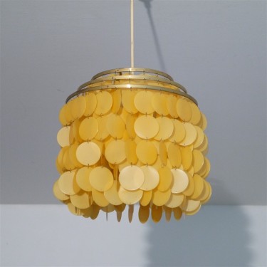 Suspension vintage scandinave en laiton et pampilles 1970