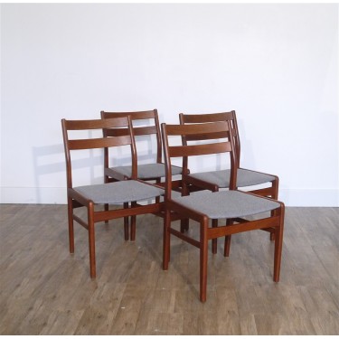 Serie de 4 chaises vintage scandinave en teck 1960