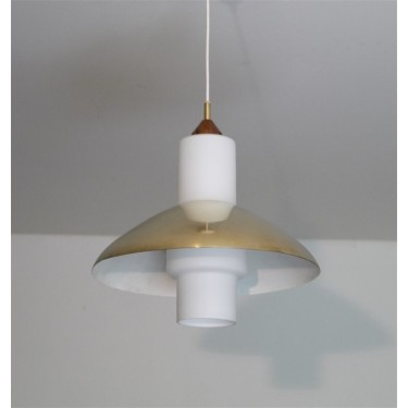 Suspension scandinave en laiton et opaline 1970