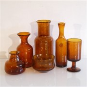 Ensemble de vases en verre soufflé d'Erik Hoglund 1960
