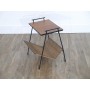 Table d'appoint porte revue teck metal et rotin 1960