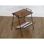 Table d'appoint porte revue teck metal et rotin 1960