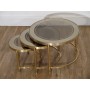 Tables gigognes vintage en laiton et verre 1970